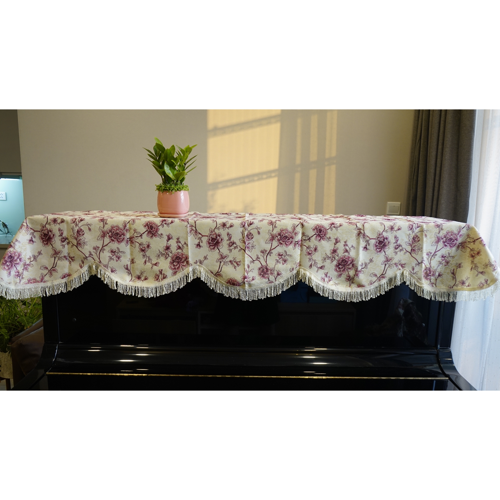 Khăn phủ đàn Piano họa tiết hoa đào KU-017 7