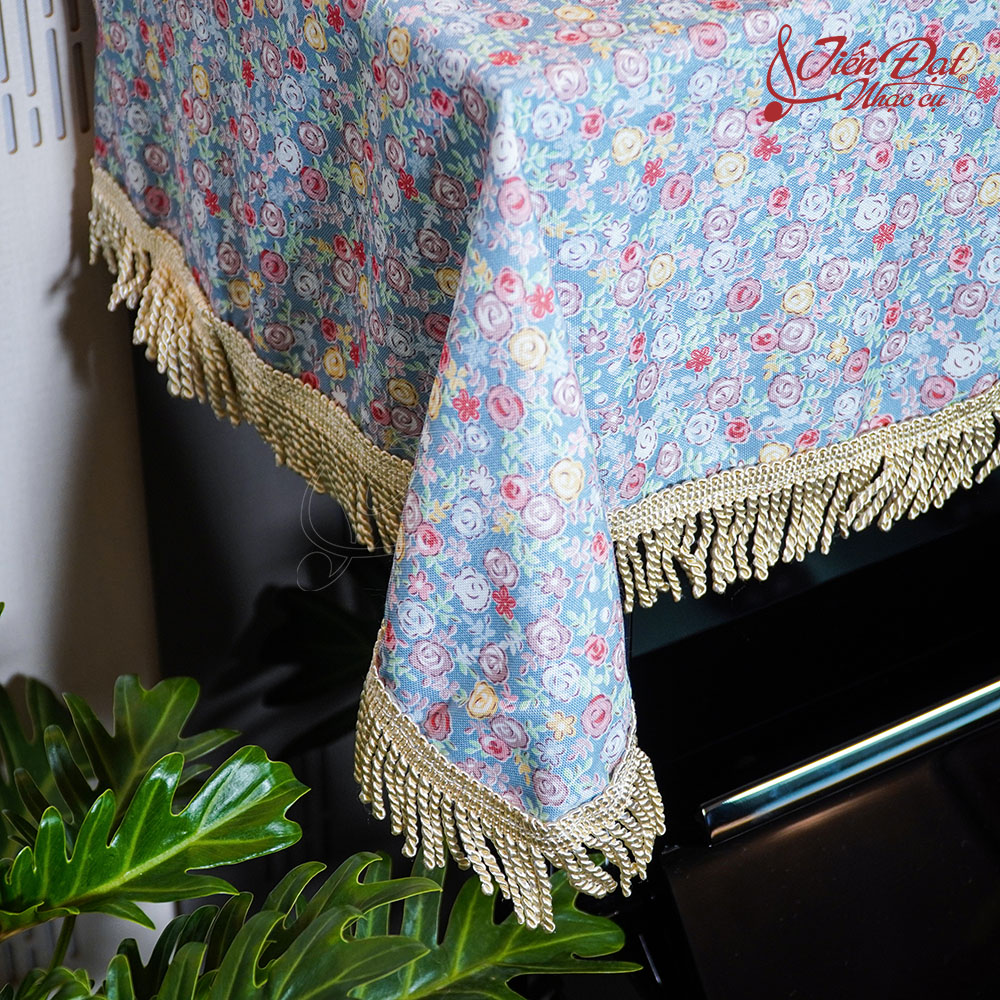 Khăn phủ đàn Piano họa tiết hoa nhí tua rua xoắn KU-020 5