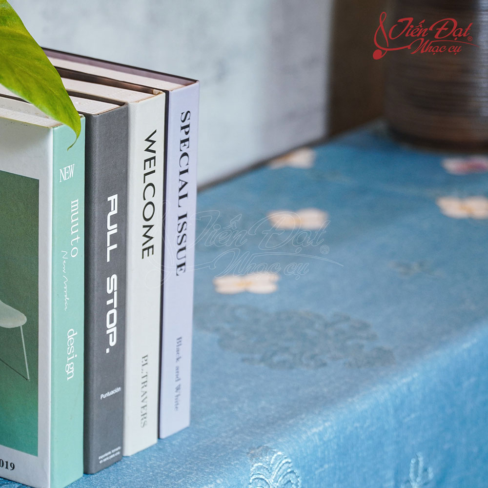 Khăn phủ đàn Piano xanh họa tiết chìm KU-033 8
