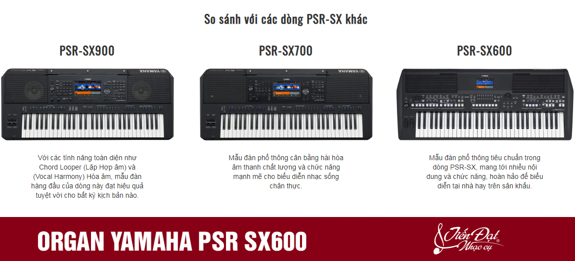 so sanh organ yamaha psr sx600 voi dong khac cung phan khuc